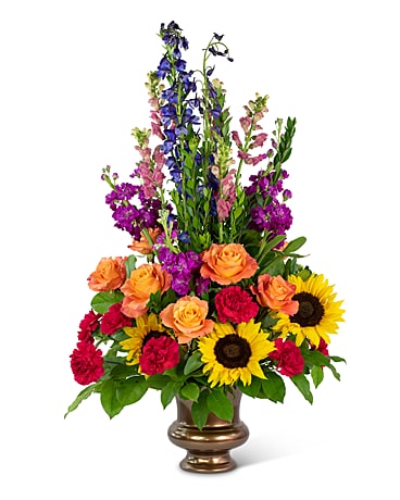 Prismatic Rays Tribute Flower Arrangement