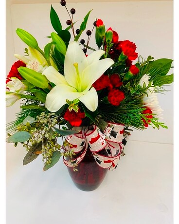 Christmas Red Vase Arrangement Flower Arrangement
