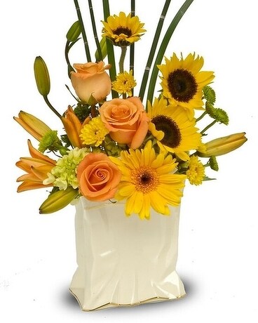 Alfa's Fall Lenox Celebration Gift Bag Flower Arrangement