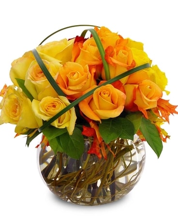 Festive Fall Roses Flower Arrangement