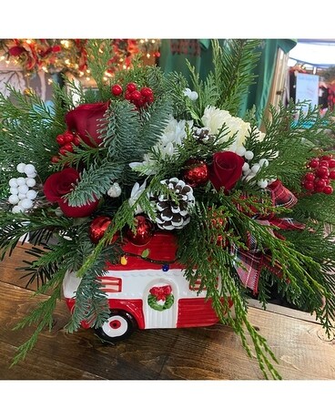 Christmas Camper Flower Arrangement