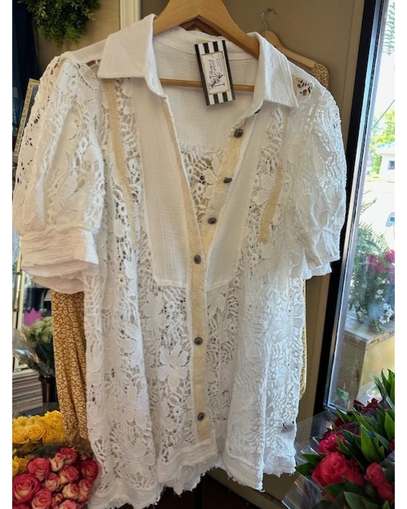 Liten  candy　tunic(ホワイト) Oxford Tunic Classic Eyelet Optic White | Solid & Striped