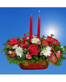 Glimmering Candle Centerpiece Flower Arrangement