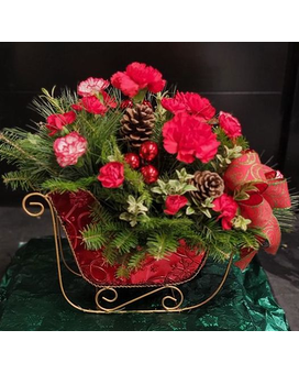 Festive Sleigh Flower Arrangement