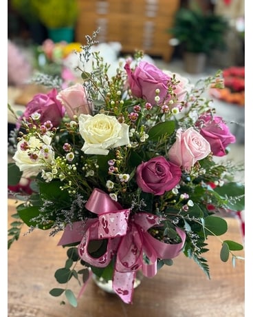 Multi Colored Roses Flower Arrangement