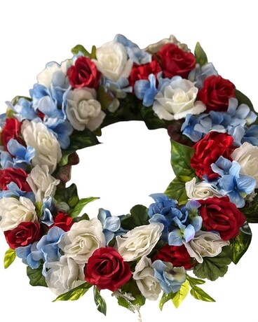 Red White and Blue Wreath Flower Arrangement