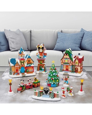 Walt Disney Musical Lighted Christmas Village Flower Arrangement