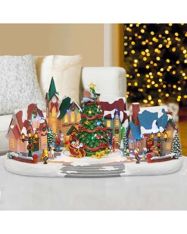 Disney Animated Holiday Village With Lights & Musi Flower Arrangement