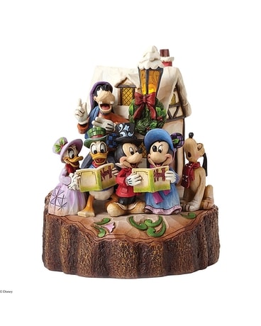 Jim Shore Mickey and Friends Caroling Light-Up Flower Arrangement