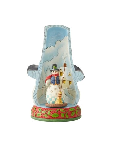 Jim Shore Snowman in Lighted Hat Rotating Flower Arrangement