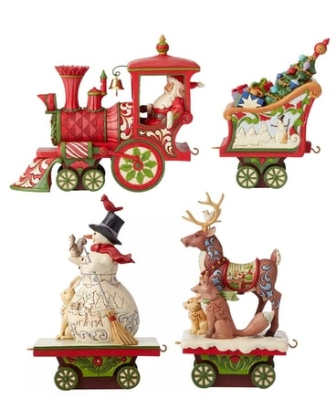JIM SHORE 5PC TRAIN SET Flower Arrangement