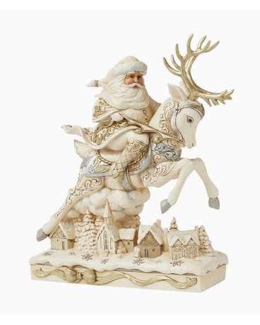 Jim Shore Lustre Santa And Reindeer 12