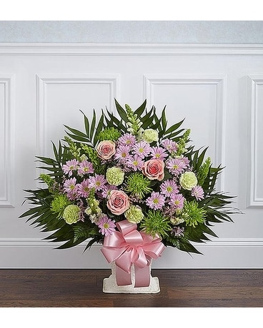 Tribute Floor Basket- Pastel Flower Arrangement