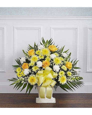 Tribute Floor Basket- Yellow Flower Arrangement