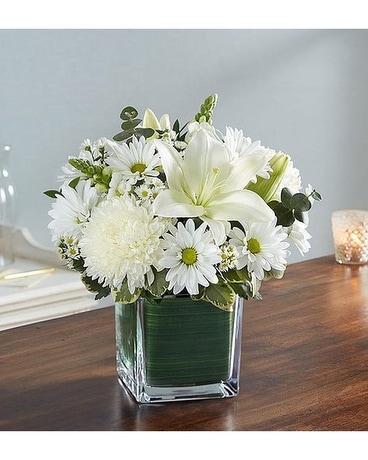 Healing Tears All White Flower Arrangement