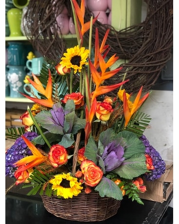 Premium Fall Basket Flower Arrangement