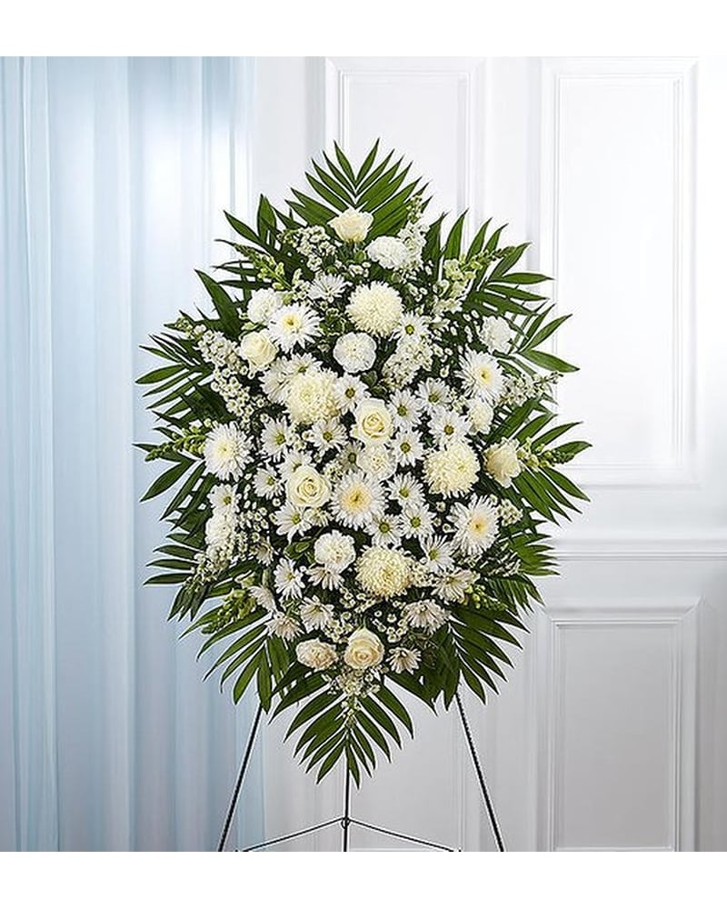 Tribute White Sympathy Standing Spray in Jupiter FL - Anna Flowers
