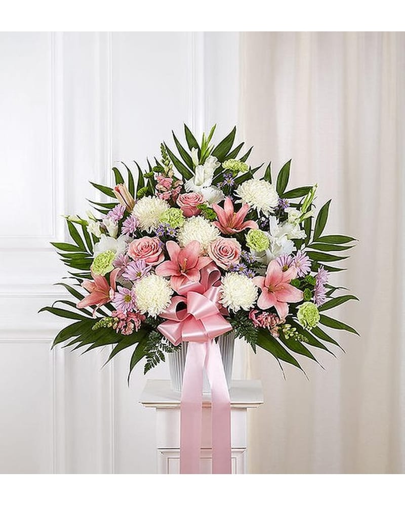 Tribute Standing Basket In Pastel in Jupiter FL - Anna Flowers of