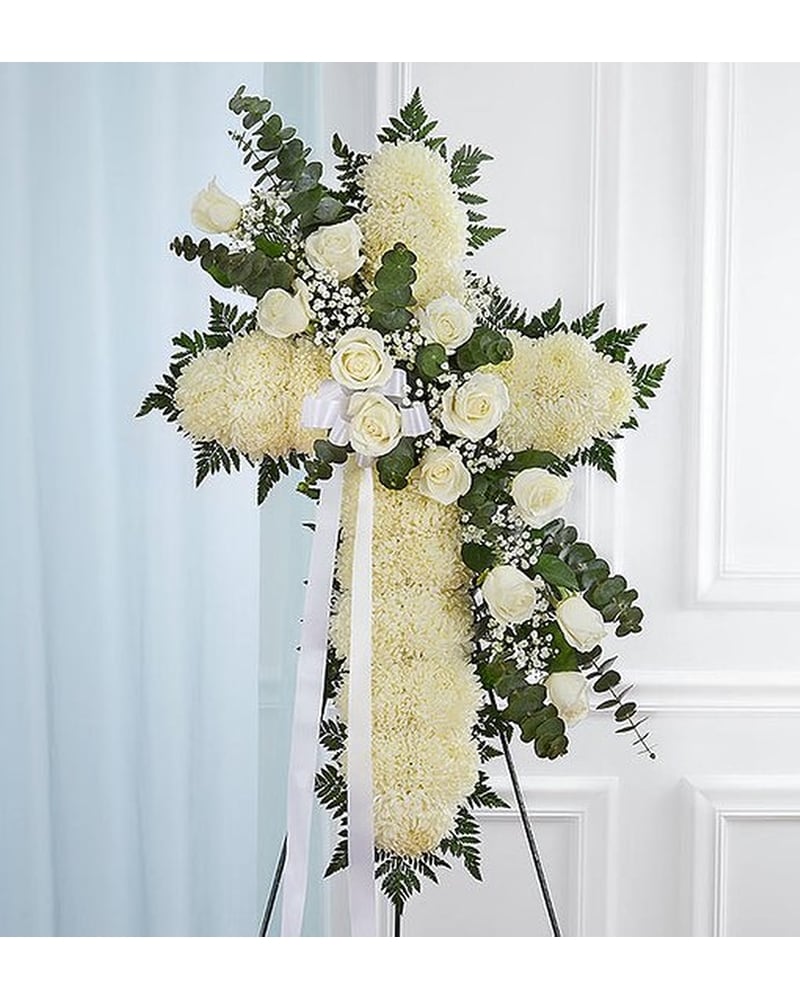 Tribute Standing Cross White in Jupiter FL - Anna Flowers of Jupiter