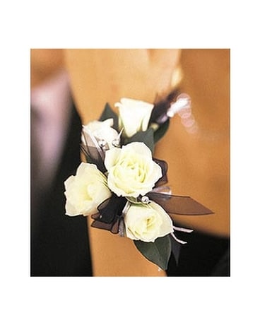 5 White Mini Roses Wristlet Corsage