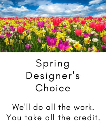 Spring Designer's Choice in a Basket Flower Arrangement