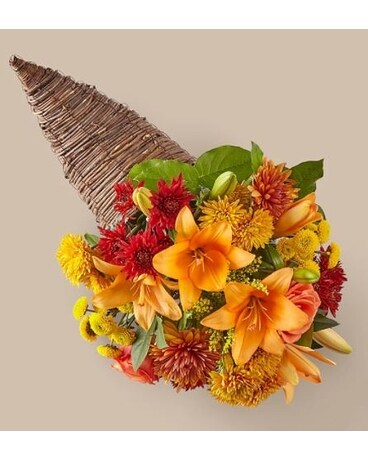 Feast of Color Cornucopia Flower Arrangement