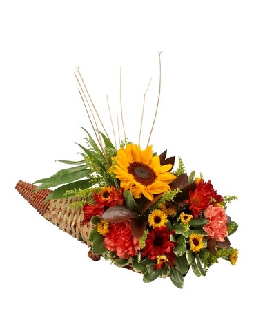 Fall Cornucopia Flower Arrangement