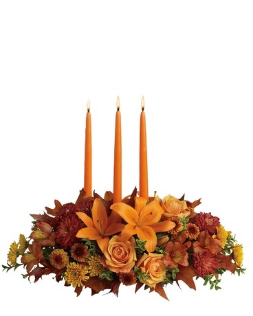 Family Gathering 3 Candle Centerpiece Flower Arrangement