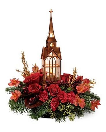 The Williamsburg® Christmas Chapel by Teleflora Flower Arrangement