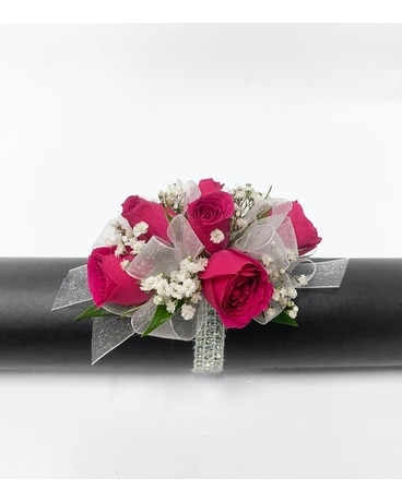 Hot Pink Spray Rose Wrist Corsage Corsage