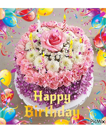 Custom Birthday Cake Flower Arrangement