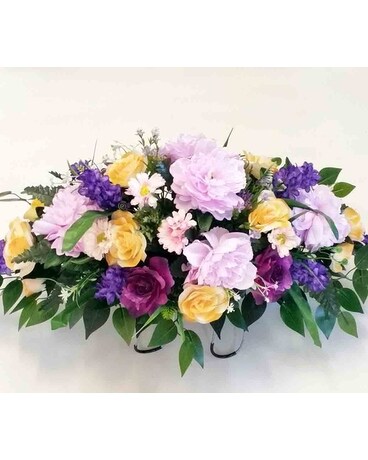 Headstone Saddle - Silk Sympathy Arrangement