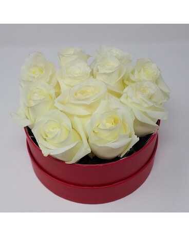 Pink Hat Box Flower Arrangement