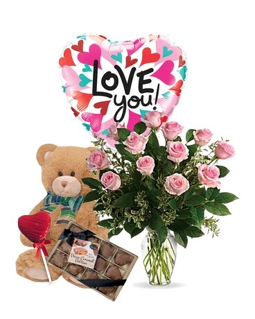 Pretty Pink Package Flower Arrangement