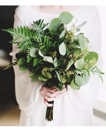 All Greenery Bouquet Wedding Arrangement