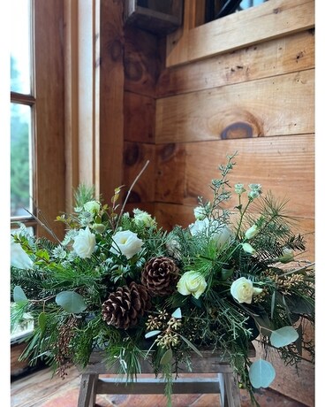 Winter Wonderland (Long and Low Centerpiece) Flower Arrangement