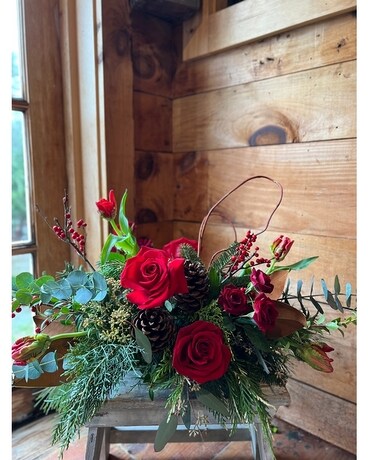 Home for Christmas (Long and Low Centerpiece) Flower Arrangement