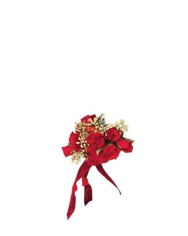 Red Spray Rose Wristlet Flower Arrangement