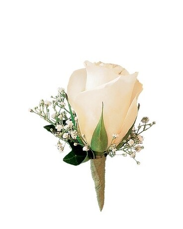 White Rose Boutonniere Flower Arrangement