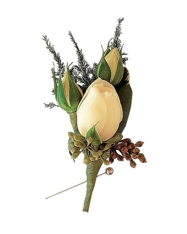 White Spray Rose Boutonniere Flower Arrangement
