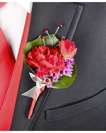 Crimson Carnation Boutonniere Flower Arrangement