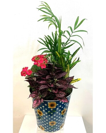 Sunflower Tin Planter Flower Arrangement