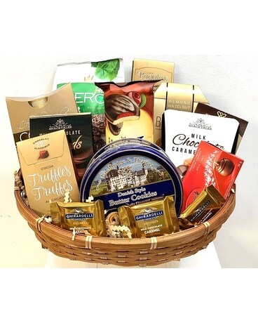 Cookies & More Gourmet Basket Flower Arrangement