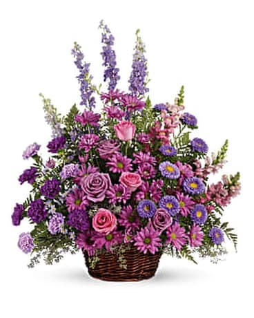 Gracious Lavender Basket Flower Arrangement