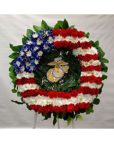 Military Wreath Sympathy Arrangement