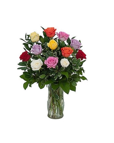 12 Mixed Roses Flower Arrangement