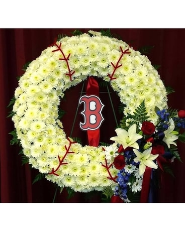 Baseball Wreath w/ Logo Sympathy Arrangement