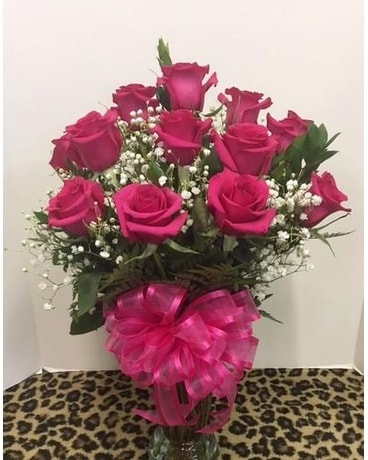 1 Dozen Pink Roses Flowers