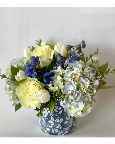 Botanical Blue Flower Arrangement