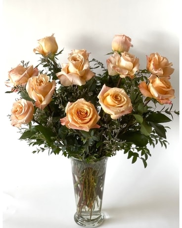 Peach Roses Flower Arrangement